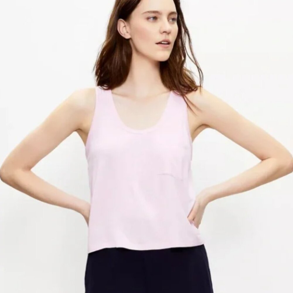 NWT Lou & Grey Soft blend Jersey Pocket Tank Top Sleeveless Terracotta Orange